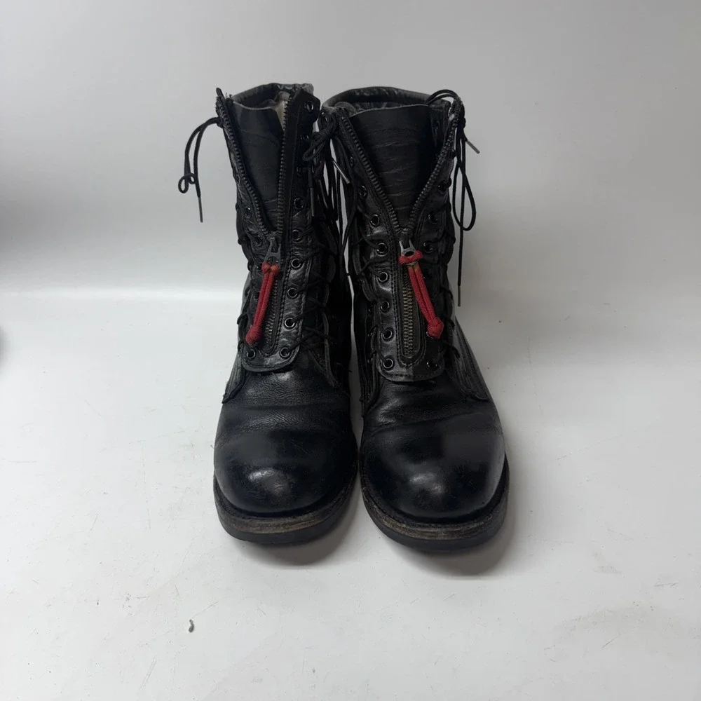 Vtg Addison Shoe Co Biltrite *Read * Zip Tongue Combat Boot  Asymmetric 8D